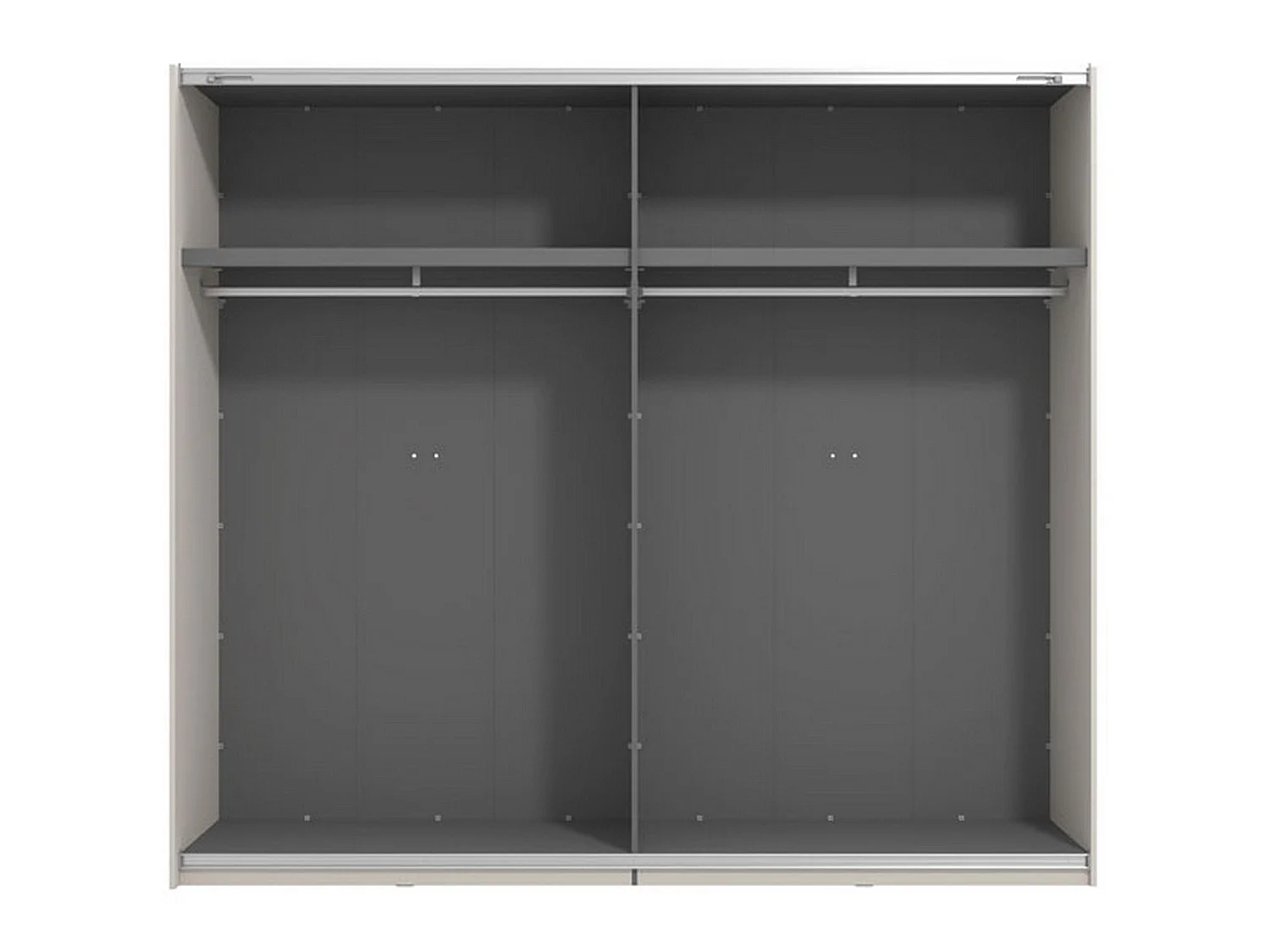 Großer Peio Kleiderschrank, Garderobe, 245x218h cm Cremeweiß, Schlafzimmer Schrank, 2 Regale, Schiebetüren
