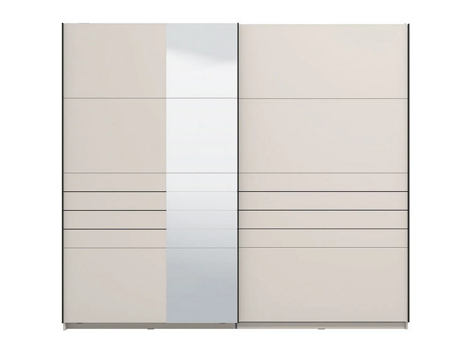 Großer Peio Kleiderschrank, Garderobe, 245x218h cm Cremeweiß, Schlafzimmer Schrank, 2 Regale, Schiebetüren