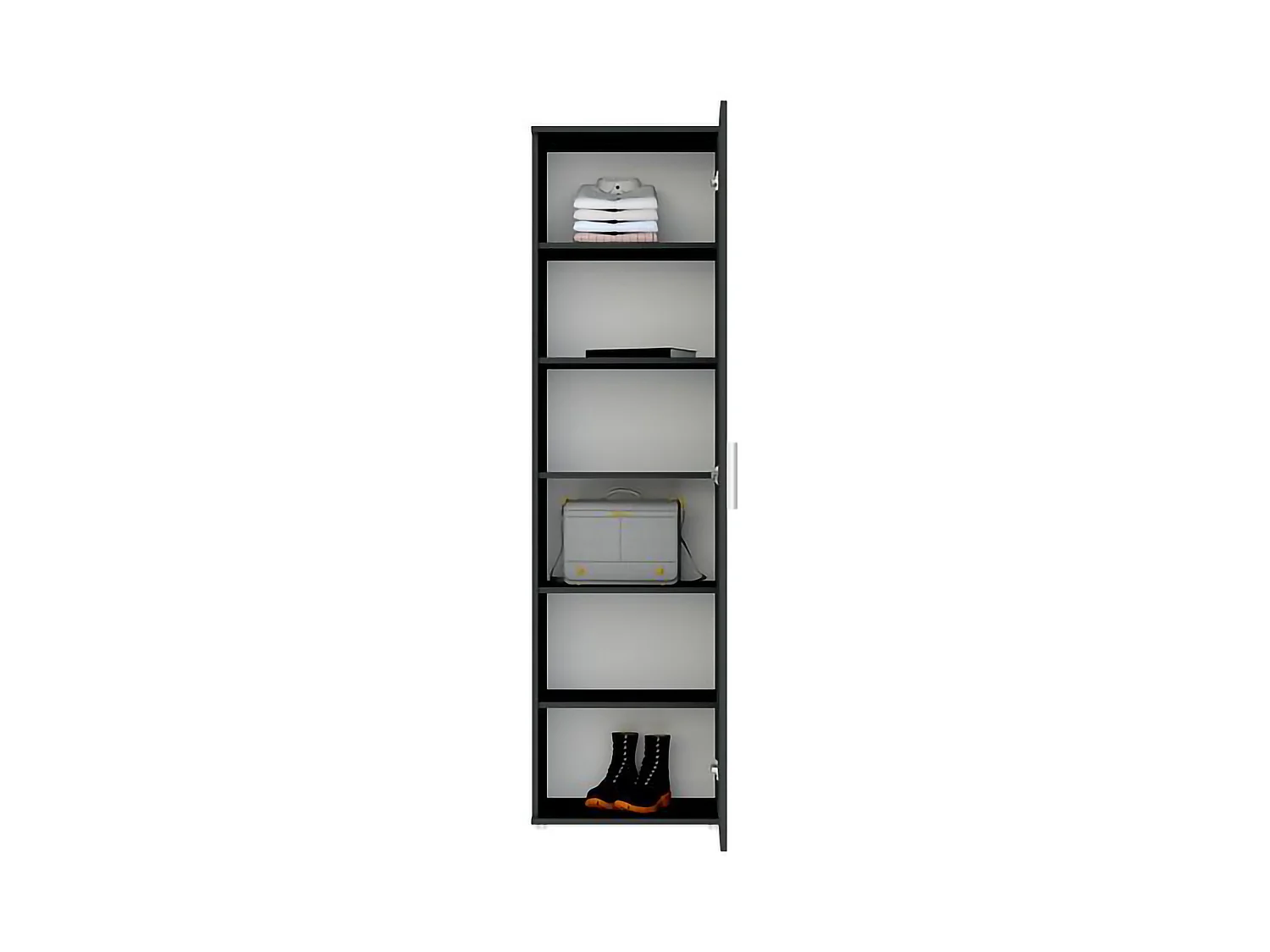 Armadio Multiuso 1 Anta Lerosota, 5 Ripiani, 50x185h cm Nero Antracite, Un'anta, 6 Vani