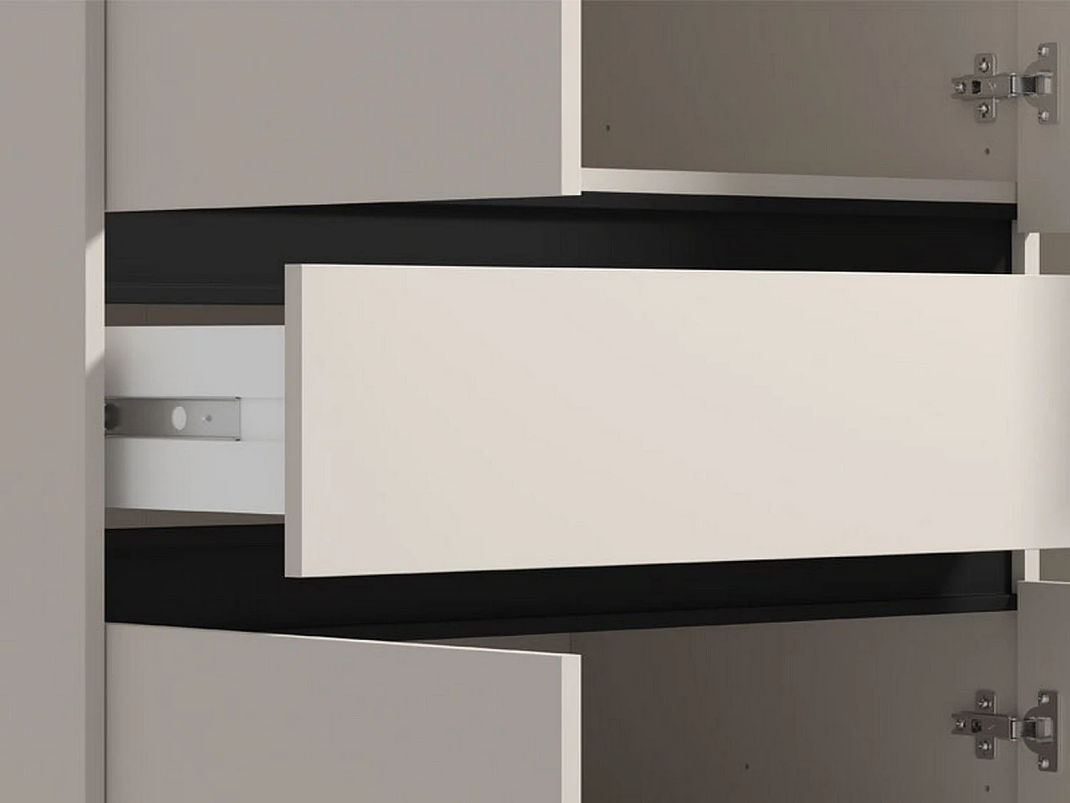 Kleiderschrank Ilbono mit 3 Türen, 5 Böden, 138x55 cm, Weiß, Schlafzimmer-Schrank, eine Schublade, Kleiderstange