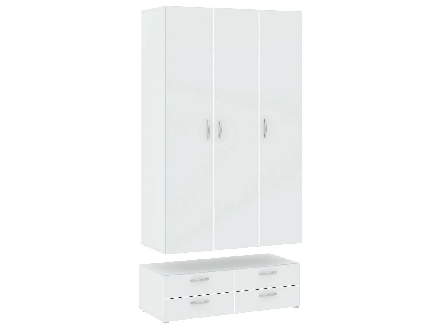Armoire 3 Portes Randazzo, Porte-manteau, 51.9x110.7 cm Blanc, Armoire Chambre