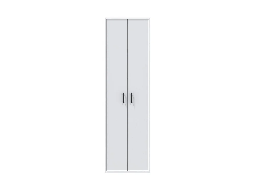 Armoire Polyvalente 2 Portes Strevi, 2 Étagères, 40x206h cm Blanc