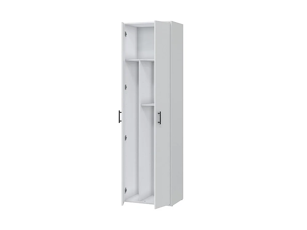 Armoire Polyvalente 2 Portes Strevi, 2 Étagères, 40x206h cm Blanc