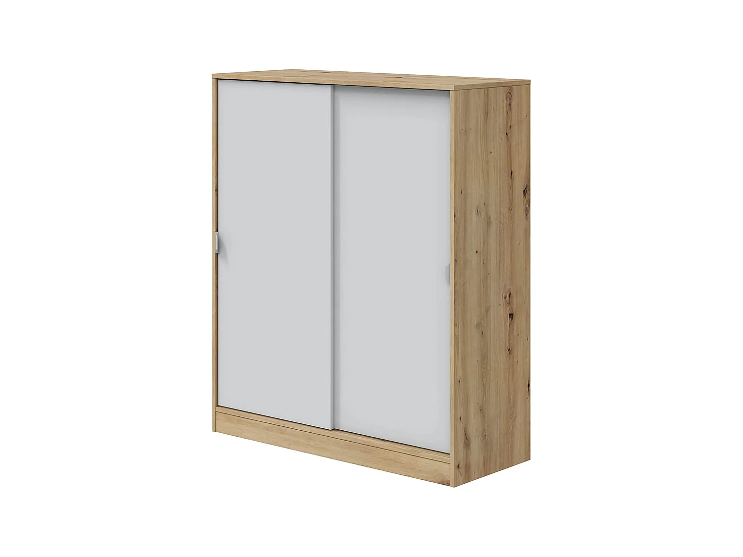 Garderobekast Resana met 2 deuren, 4 legplanken, 100x119h cm, bruin knoest-eik, slaapkamerkast, schuifdeuren, 2 deuren