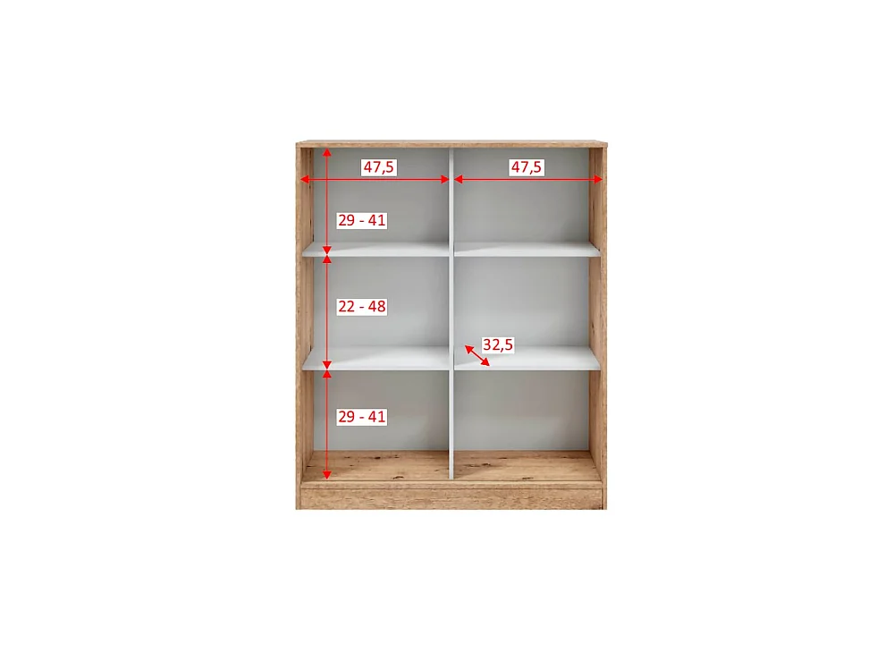 Garderobekast Resana met 2 deuren, 4 legplanken, 100x119h cm, bruin knoest-eik, slaapkamerkast, schuifdeuren, 2 deuren