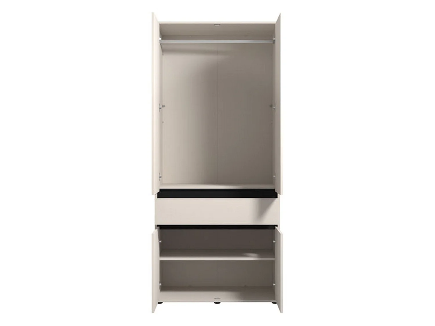 Großer Kleiderschrank Vimercati, 3 Böden, 93x211h cm Weiß, Schlafzimmer, Kleiderständer, Drehtür
