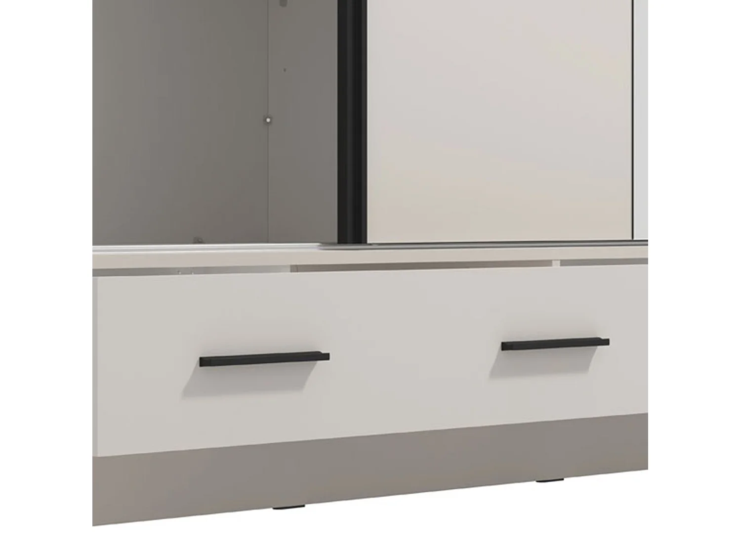 Schrank 2 Türen Copala, 4 Einlegeböden, 205x216h cm Cremeweiß, Schlafzimmer Kleiderschrank, Kleiderstange, 2 Schubladen