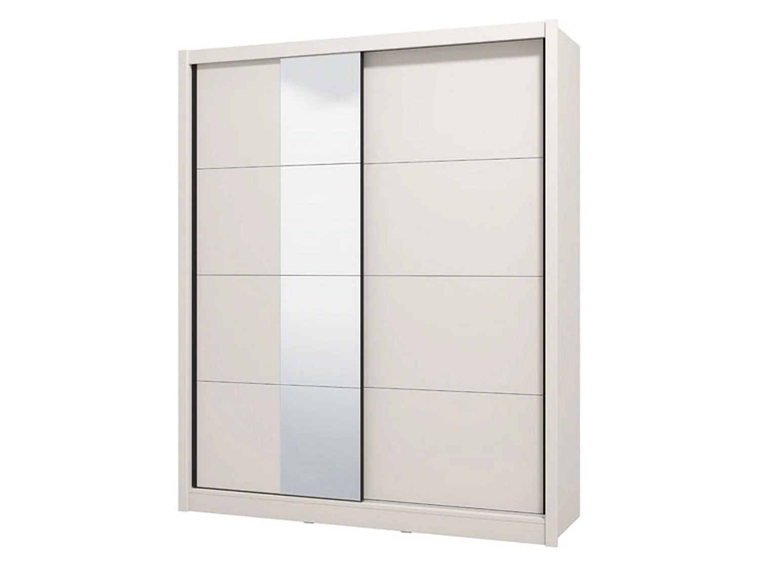Großer Manfredi Kleiderschrank, 5 Böden, 180x216h cm Cremeweiß, Schlafzimmer Schrank, Kleiderstange, 2 Türen