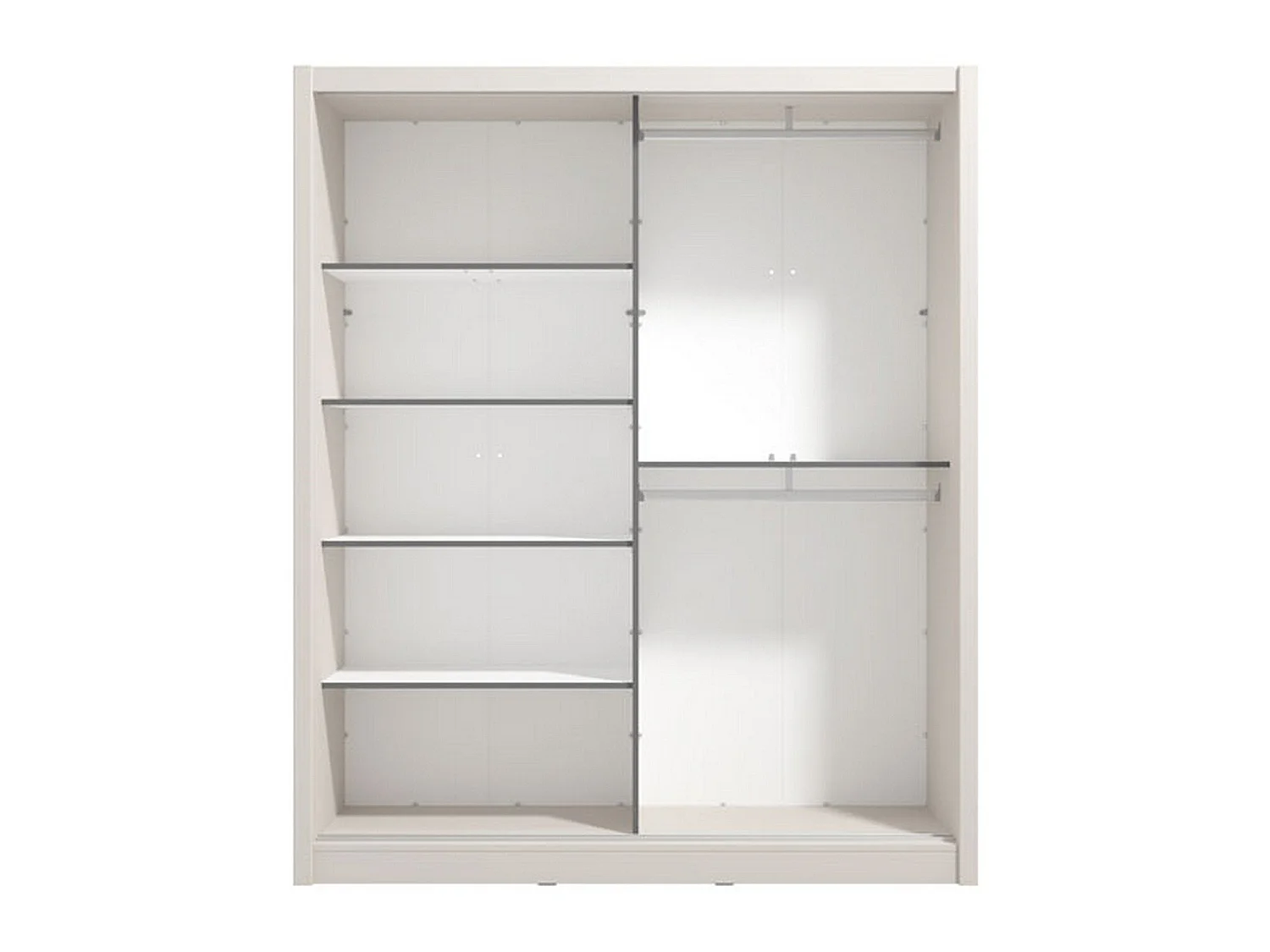 Großer Manfredi Kleiderschrank, 5 Böden, 180x216h cm Cremeweiß, Schlafzimmer Schrank, Kleiderstange, 2 Türen