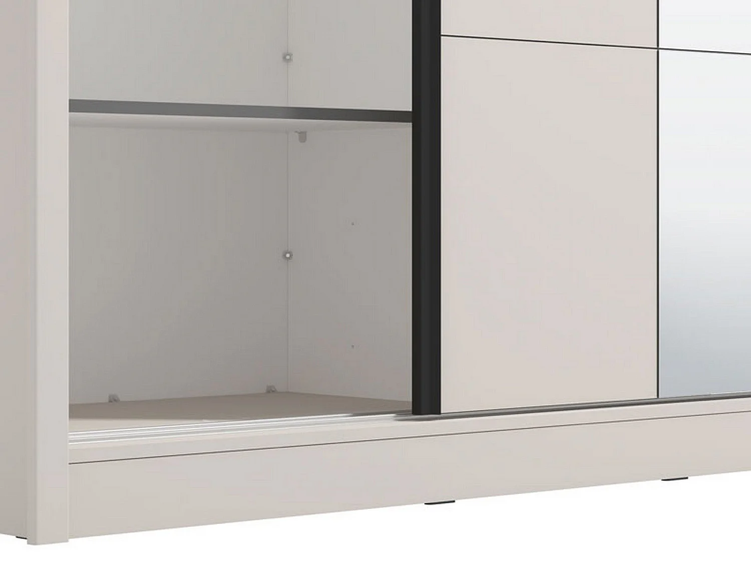 Großer Manfredi Kleiderschrank, 5 Böden, 180x216h cm Cremeweiß, Schlafzimmer Schrank, Kleiderstange, 2 Türen