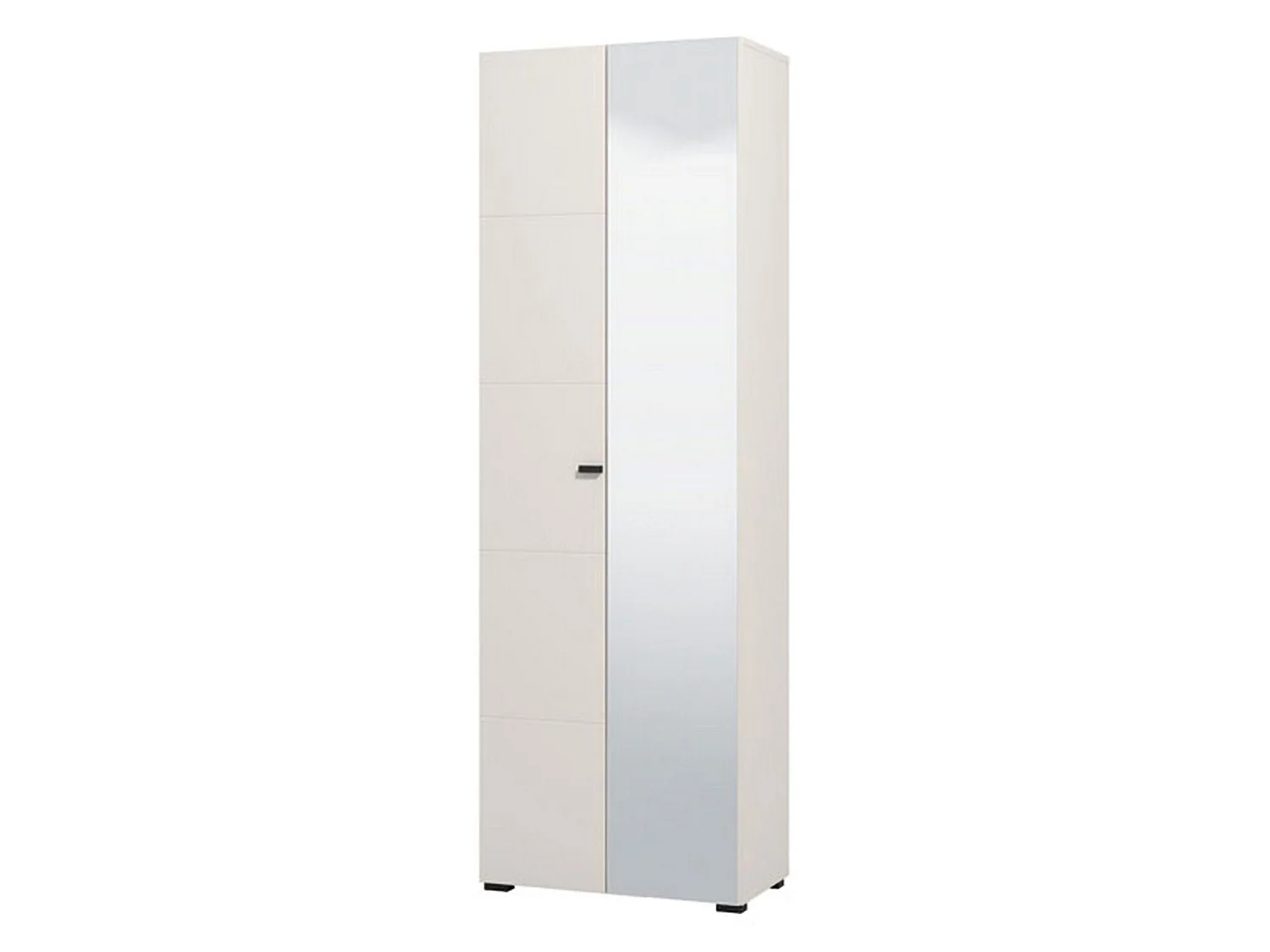 Kleiderschrank 2-türig Azzano, Garderobe, 64x194h cm Weiß, Schlafzimmer-Schrank, 3 Regale, 4 Fächer