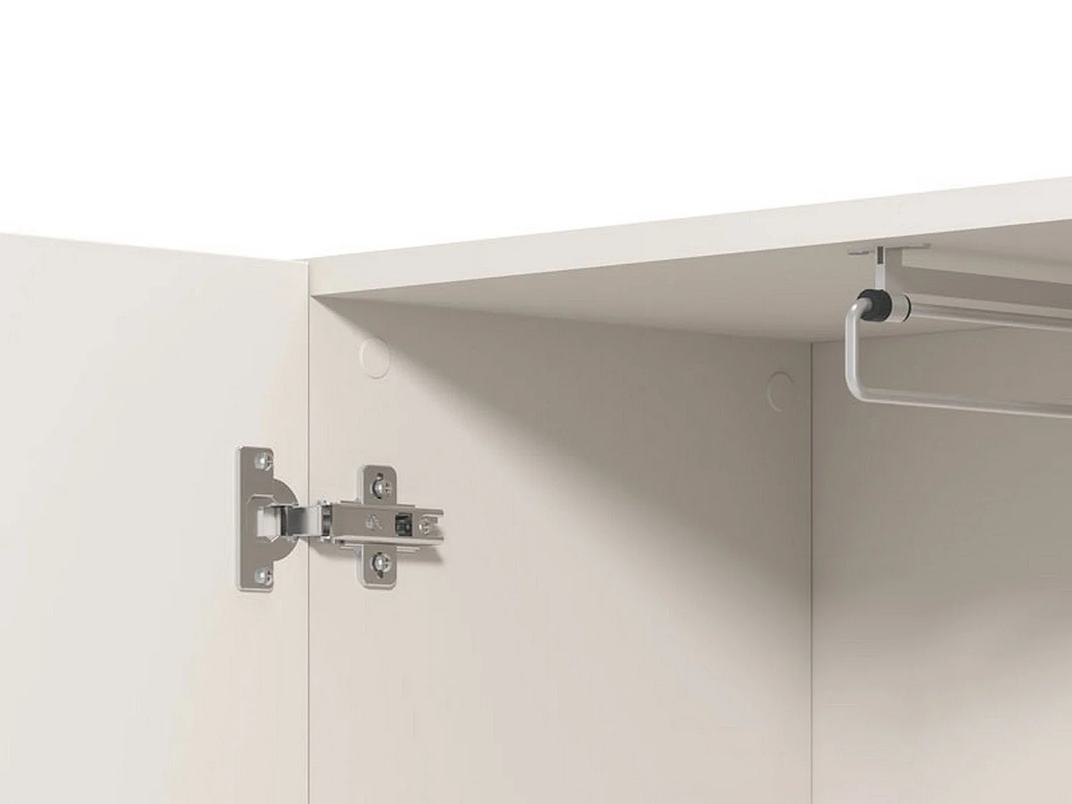 Kleiderschrank 2-türig Azzano, Garderobe, 64x194h cm Weiß, Schlafzimmer-Schrank, 3 Regale, 4 Fächer
