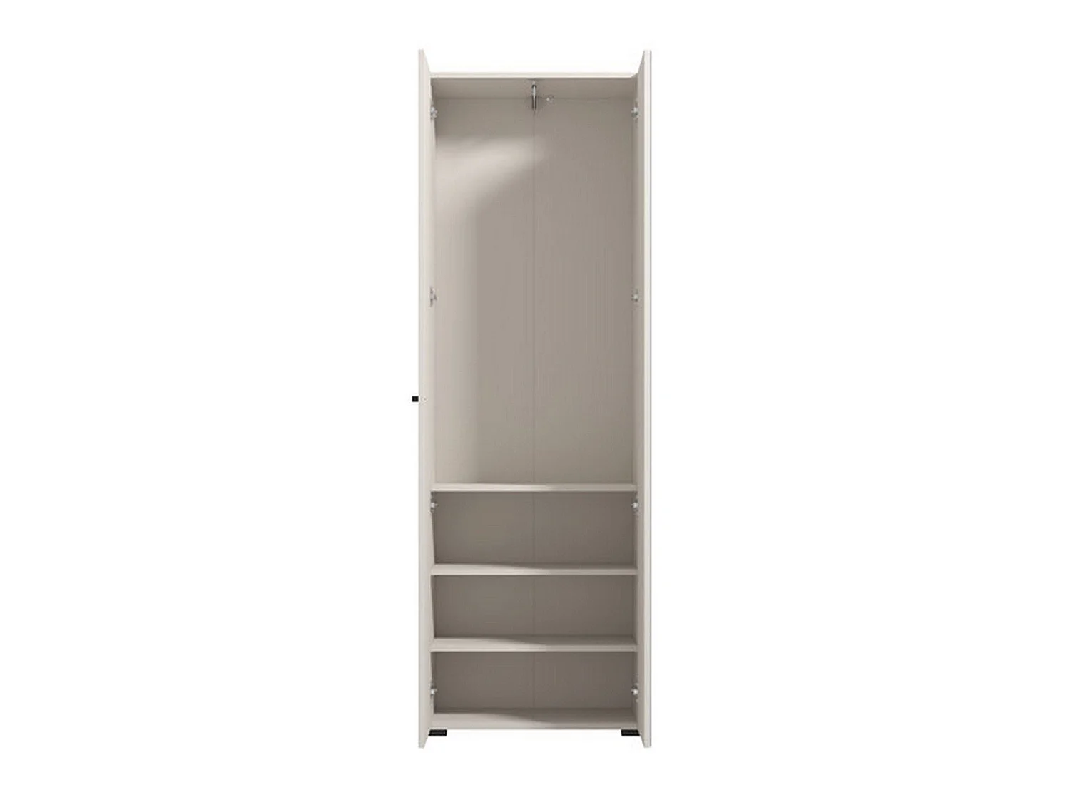 Kleiderschrank 2-türig Azzano, Garderobe, 64x194h cm Weiß, Schlafzimmer-Schrank, 3 Regale, 4 Fächer