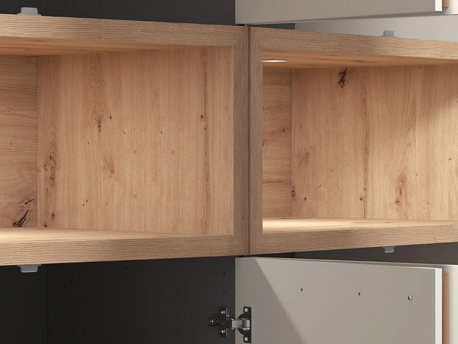 Großer Kleiderschrank Merlino, 2 Schubladen, 179x227h cm, Weiß/Creme, Schlafzimmerschrank, 4 Böden, Kleiderstange
