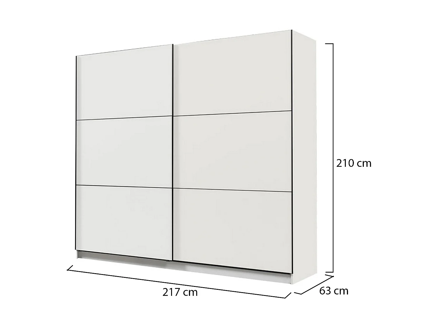 Guardaroba Grande Piateda, 8 Ripiani, 217x210h cm Bianco Opaco, Armadio Camera da Letto, Appendiabiti, 2 Ante