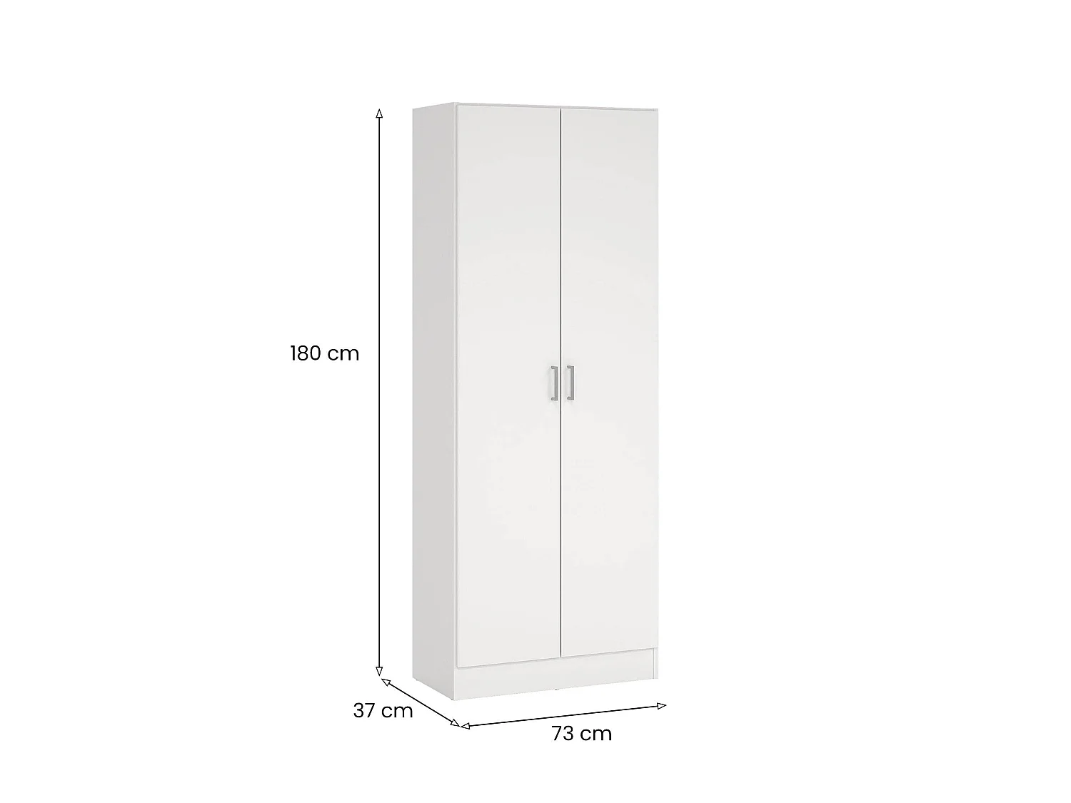Armoire polyvalente 2 portes Sora, 3 étagères, 34,6x180h cm Blanc