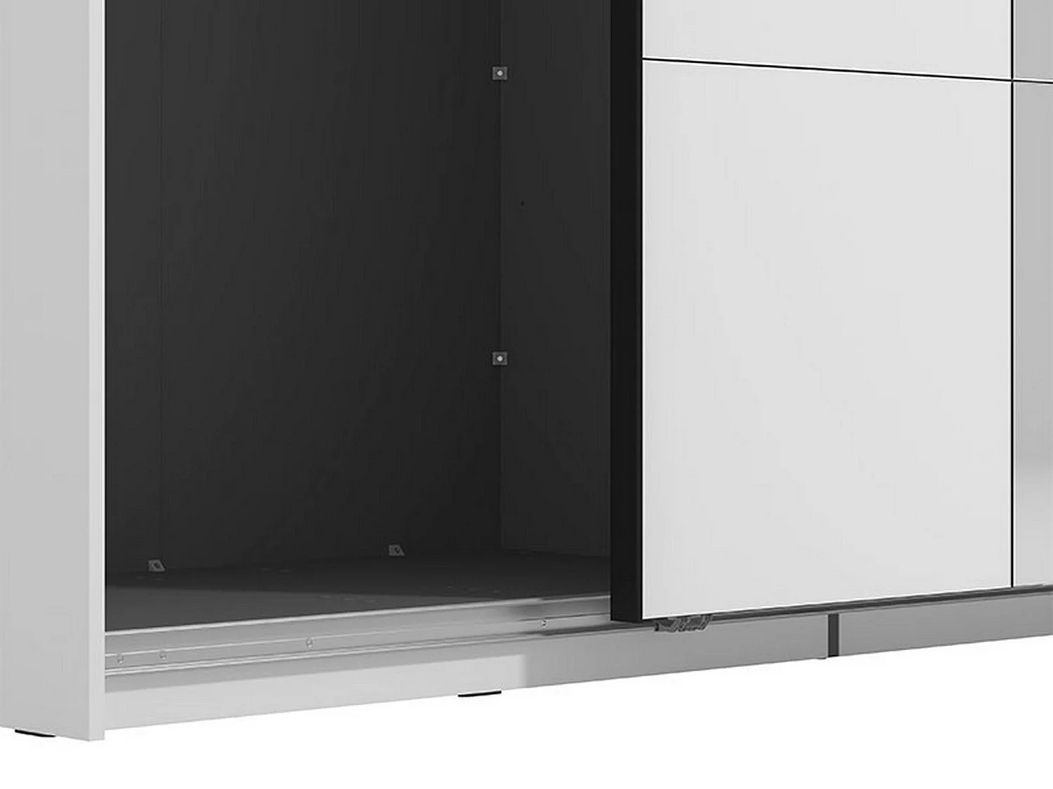 Großer Kleiderschrank Siri, Kleiderstange, 195x218h cm Mattweiß, Schlafzimmerschrank, 2 Einlegeböden, Schiebetür