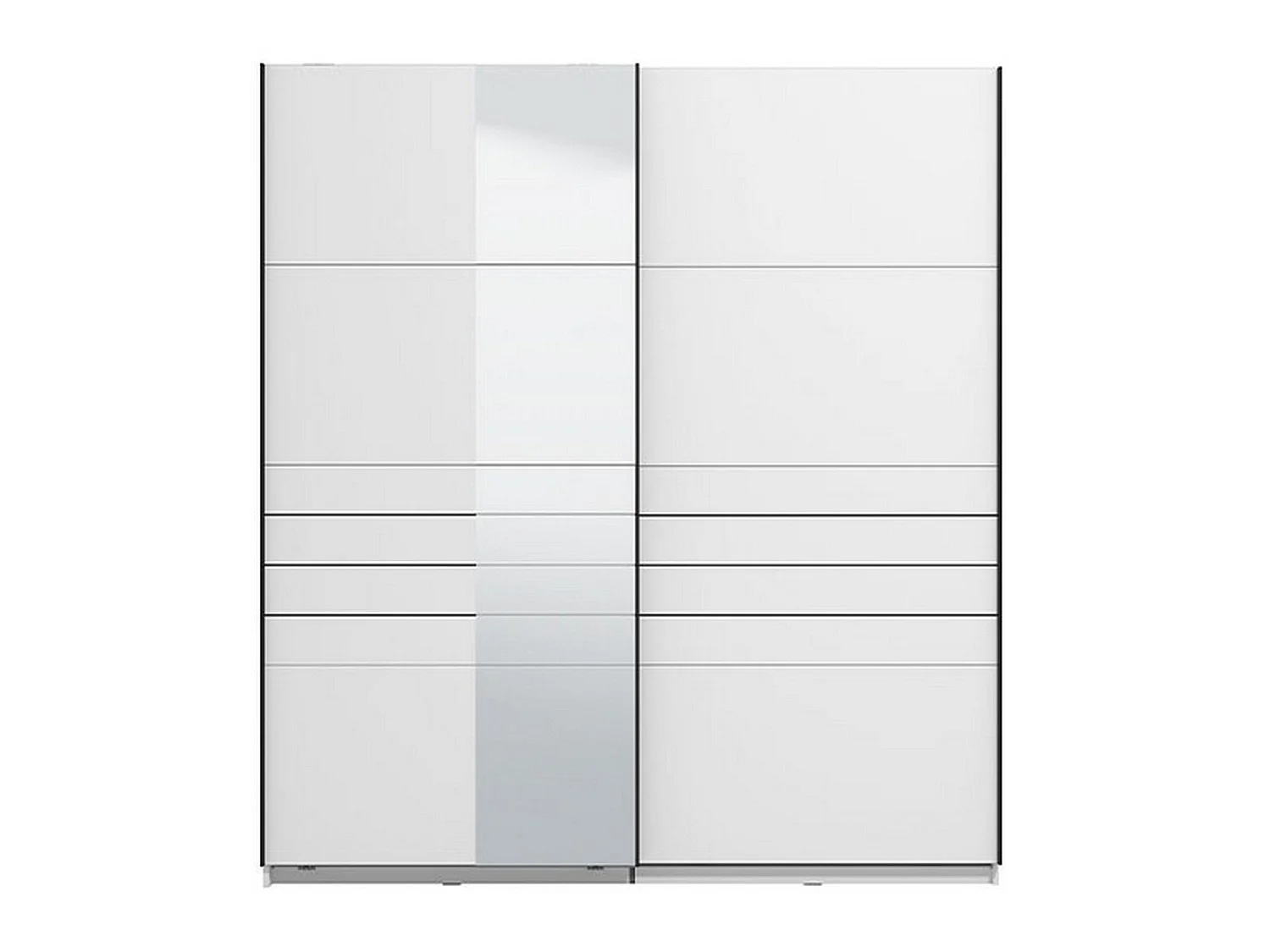 Großer Kleiderschrank Siri, Kleiderstange, 195x218h cm Mattweiß, Schlafzimmerschrank, 2 Einlegeböden, Schiebetür