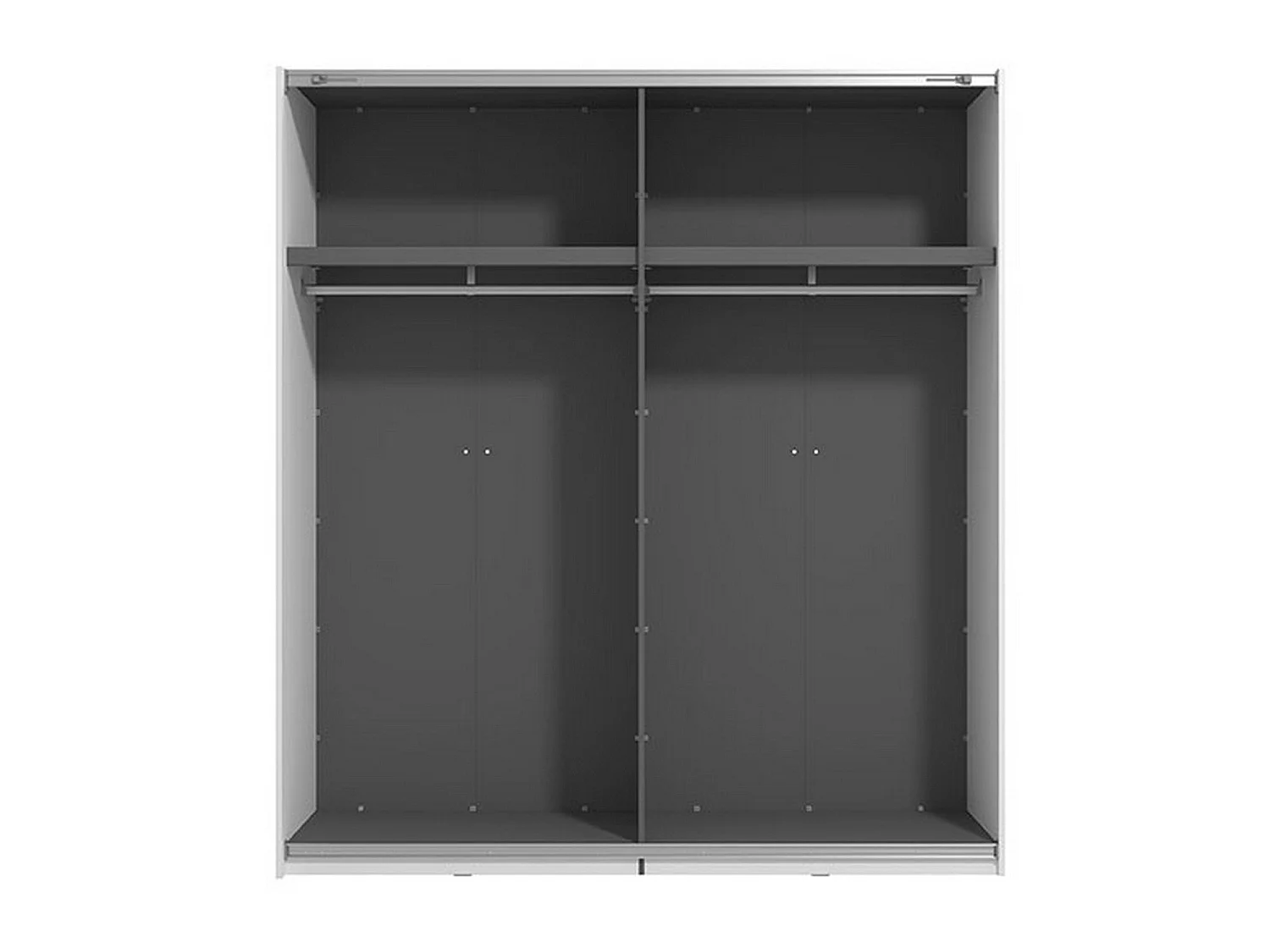 Großer Kleiderschrank Siri, Kleiderstange, 195x218h cm Mattweiß, Schlafzimmerschrank, 2 Einlegeböden, Schiebetür