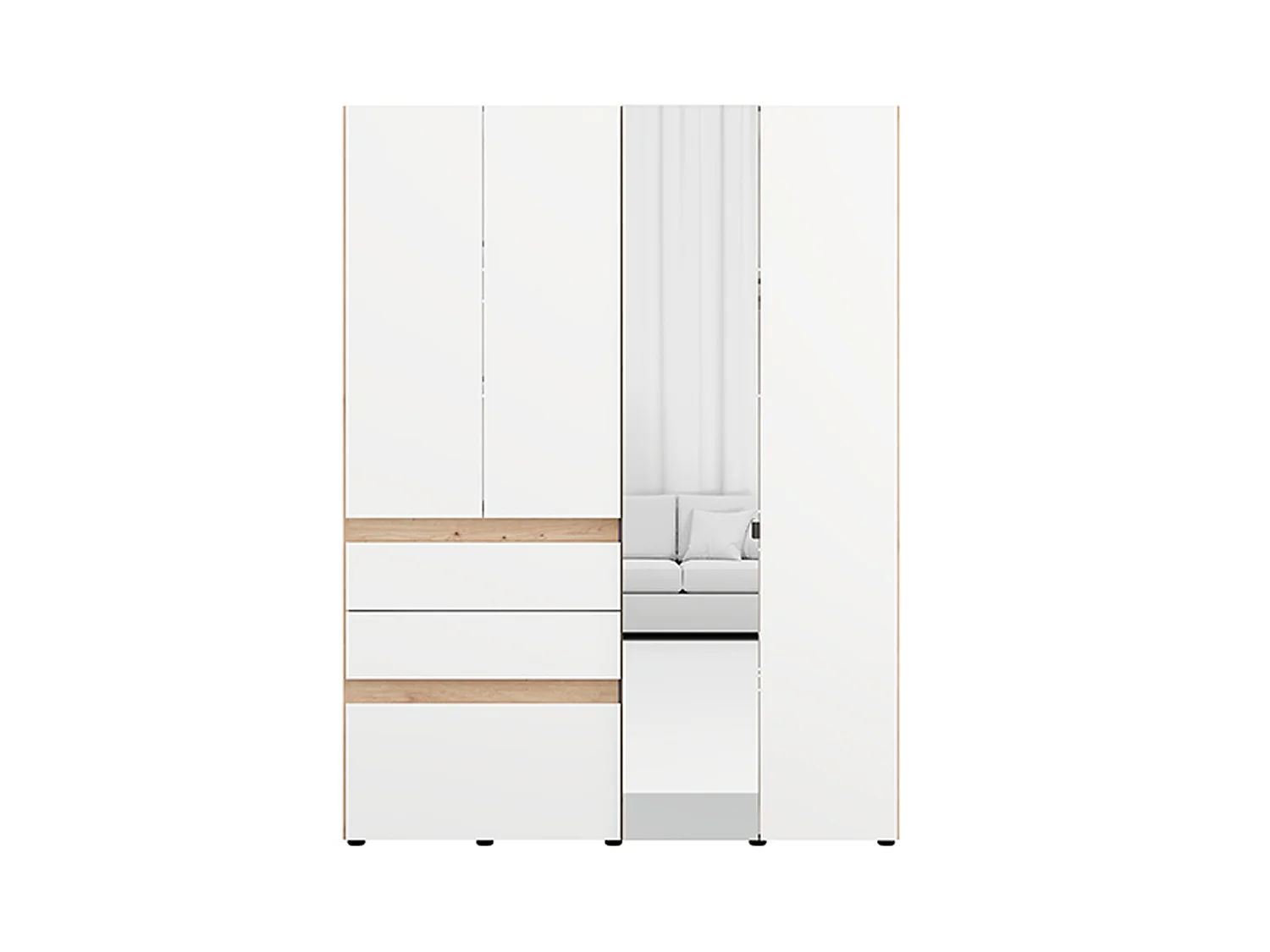 Guardaroba Grande Ushuaia, 3 Cassetti, 155x208h cm Bianco Opaco, Armadio Camera da Letto, 3 Ripiani, Appendiabiti