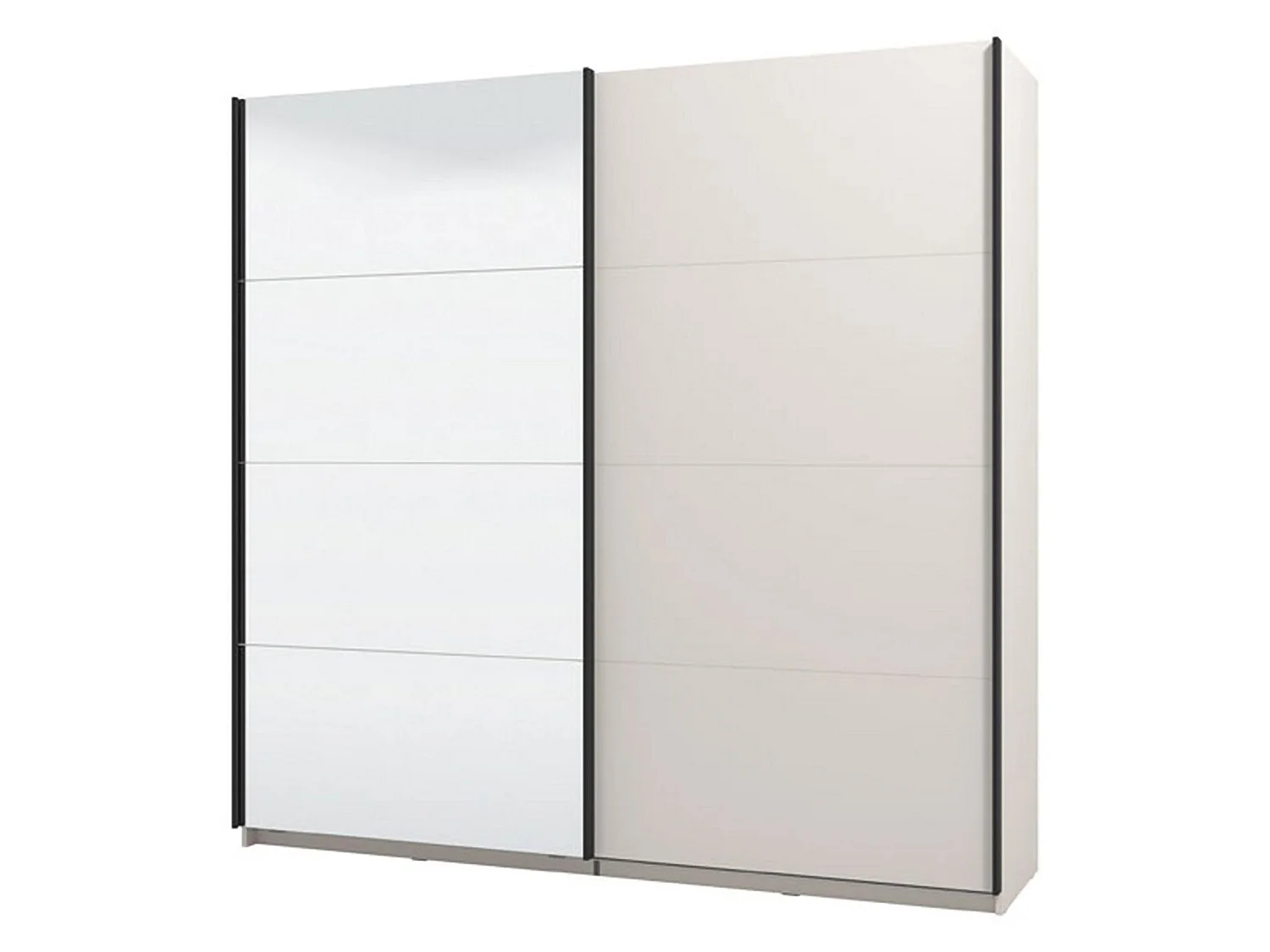 Großer Seen Kleiderschrank, Garderobe, 220x218h cm Cremeweiß, Schlafzimmer, 2 Regale, Schiebetüren
