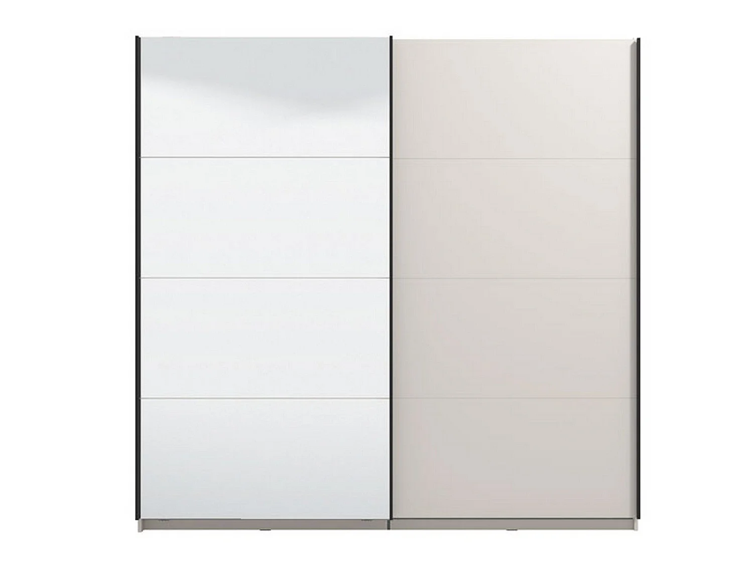 Großer Seen Kleiderschrank, Garderobe, 220x218h cm Cremeweiß, Schlafzimmer, 2 Regale, Schiebetüren