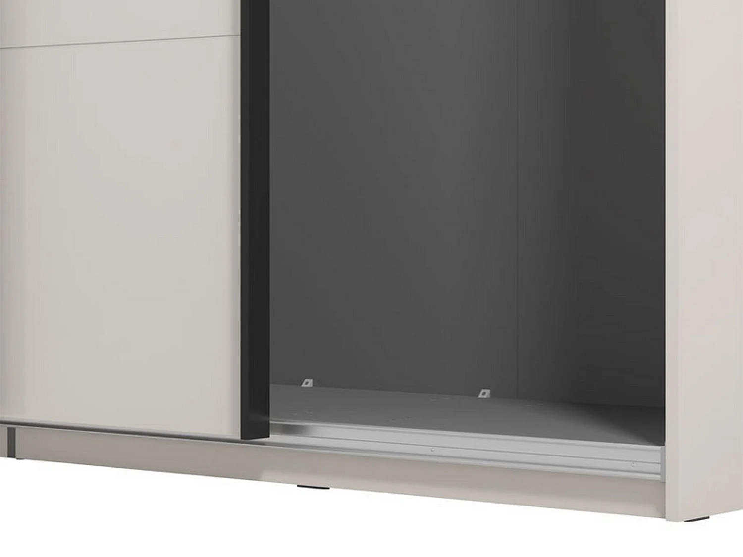 Großer Seen Kleiderschrank, Garderobe, 220x218h cm Cremeweiß, Schlafzimmer, 2 Regale, Schiebetüren