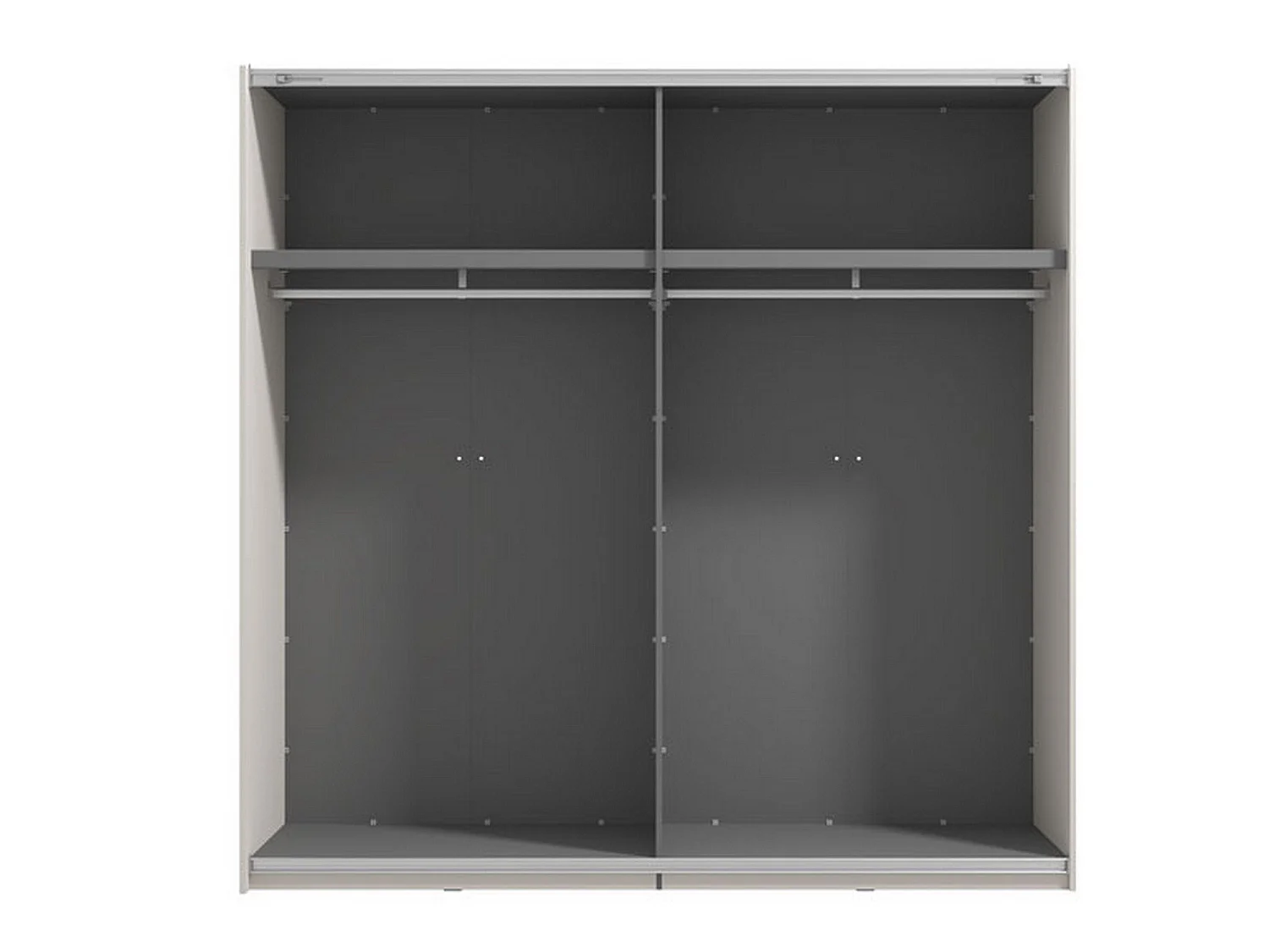 Großer Seen Kleiderschrank, Garderobe, 220x218h cm Cremeweiß, Schlafzimmer, 2 Regale, Schiebetüren