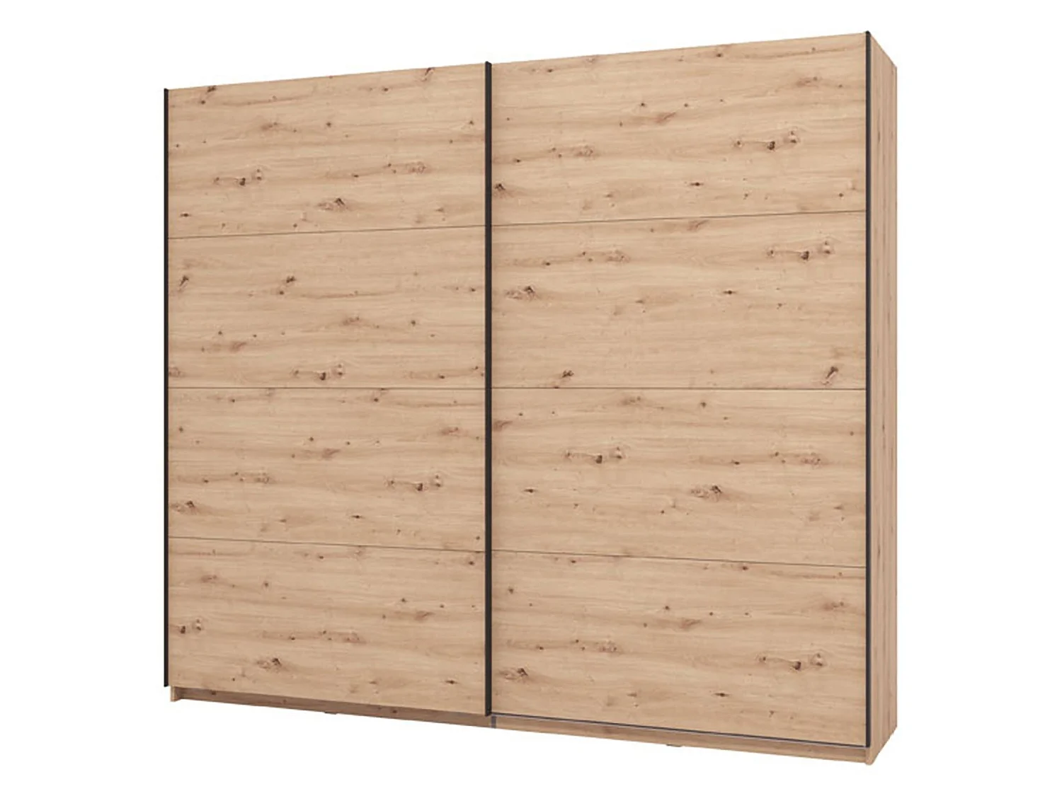 Großer Salemi-Kleiderschrank, 2 Regalböden, 245x218h cm, Braun Eichenholz, Schlafzimmer, Kleiderstange, 2 Türen