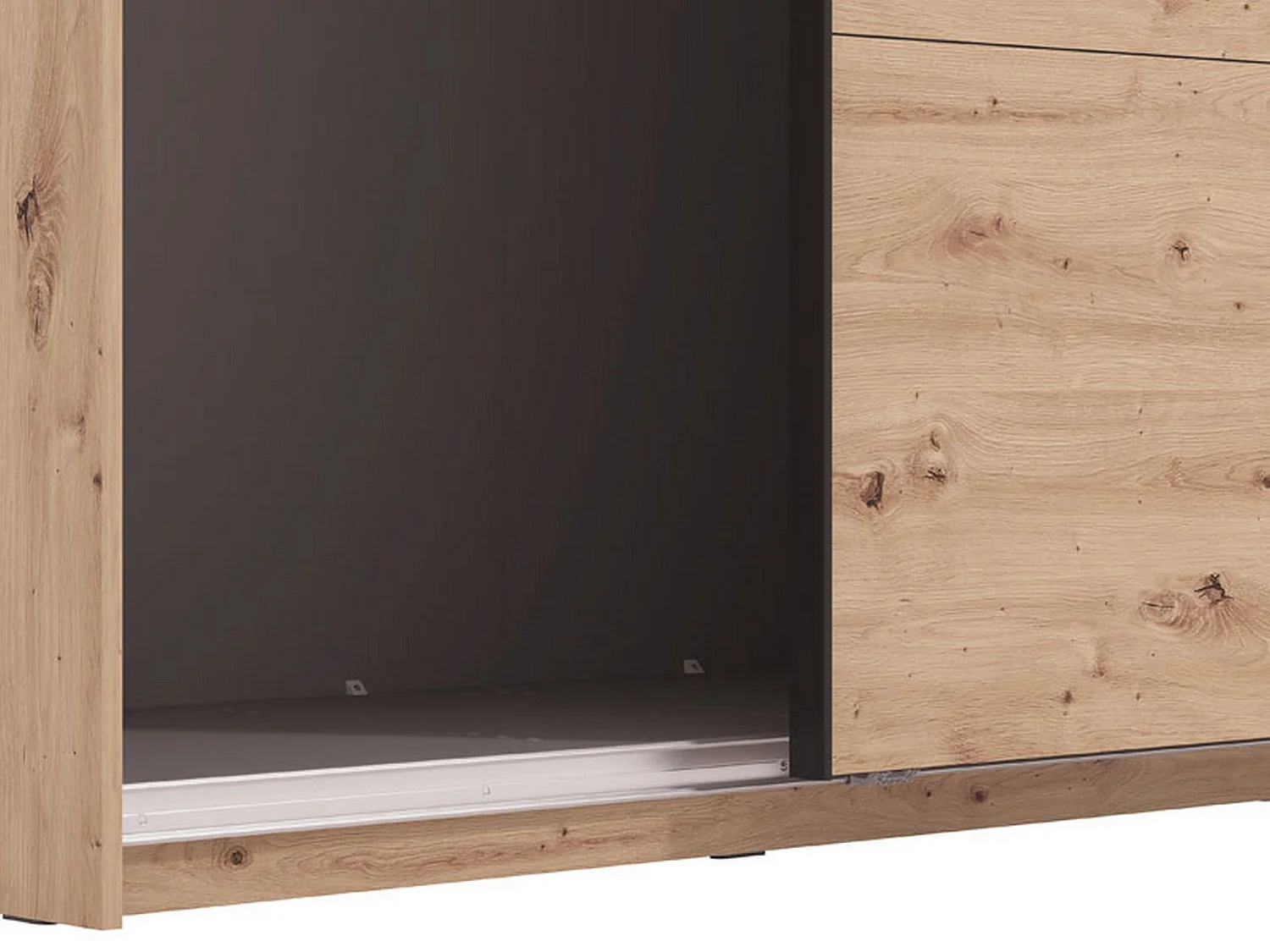 Großer Salemi-Kleiderschrank, 2 Regalböden, 245x218h cm, Braun Eichenholz, Schlafzimmer, Kleiderstange, 2 Türen