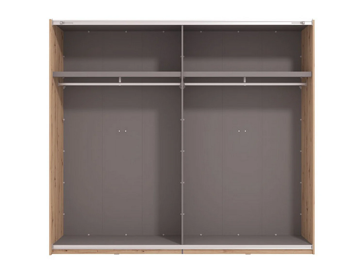 Großer Salemi-Kleiderschrank, 2 Regalböden, 245x218h cm, Braun Eichenholz, Schlafzimmer, Kleiderstange, 2 Türen