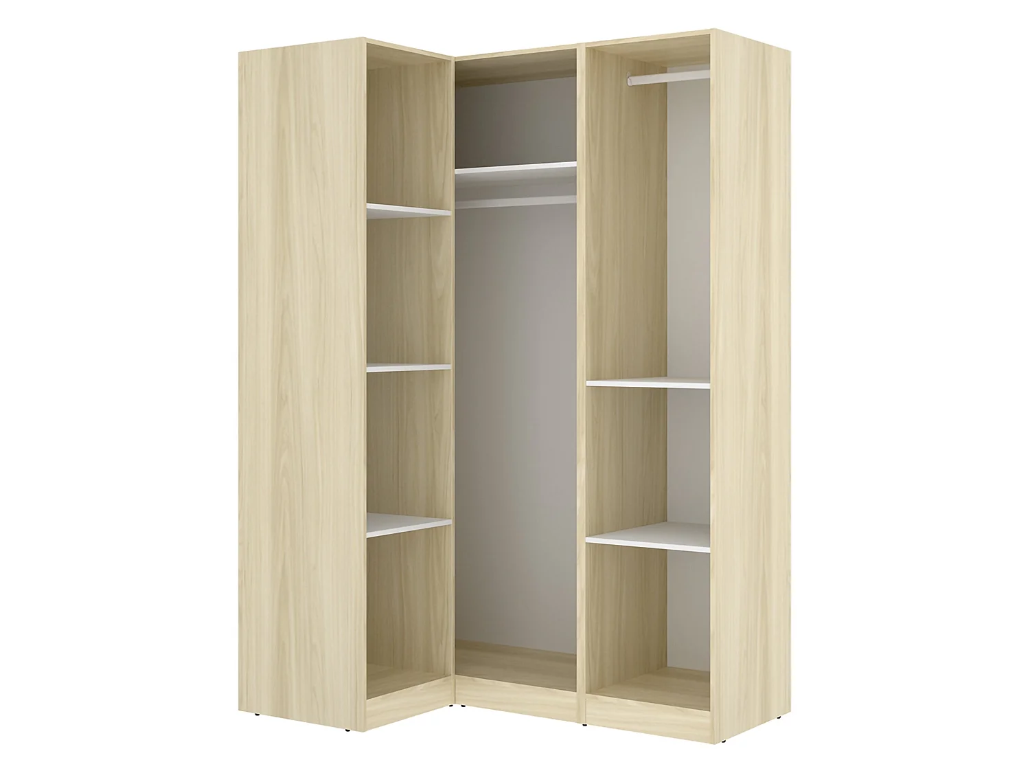 Armoire 3 Portes Reeves, Porte-Manteaux, 95x142 cm Blanc, Chambre, 6 Étagères, 3 Portes