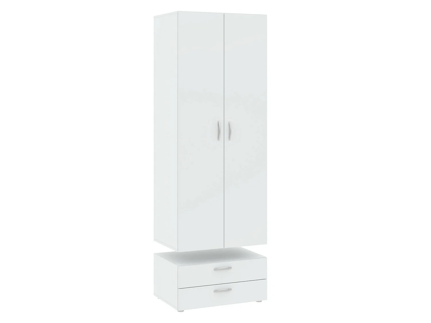 Armoire 2 Portes Buriasco, Porte-manteau, 51.9x214h cm Blanc, Armoire Chambre à Coucher