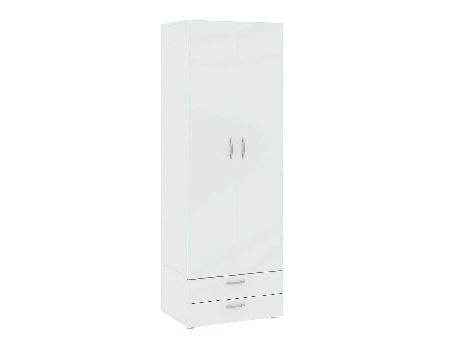 Armoire 2 Portes Buriasco, Porte-manteau, 51.9x214h cm Blanc, Armoire Chambre à Coucher