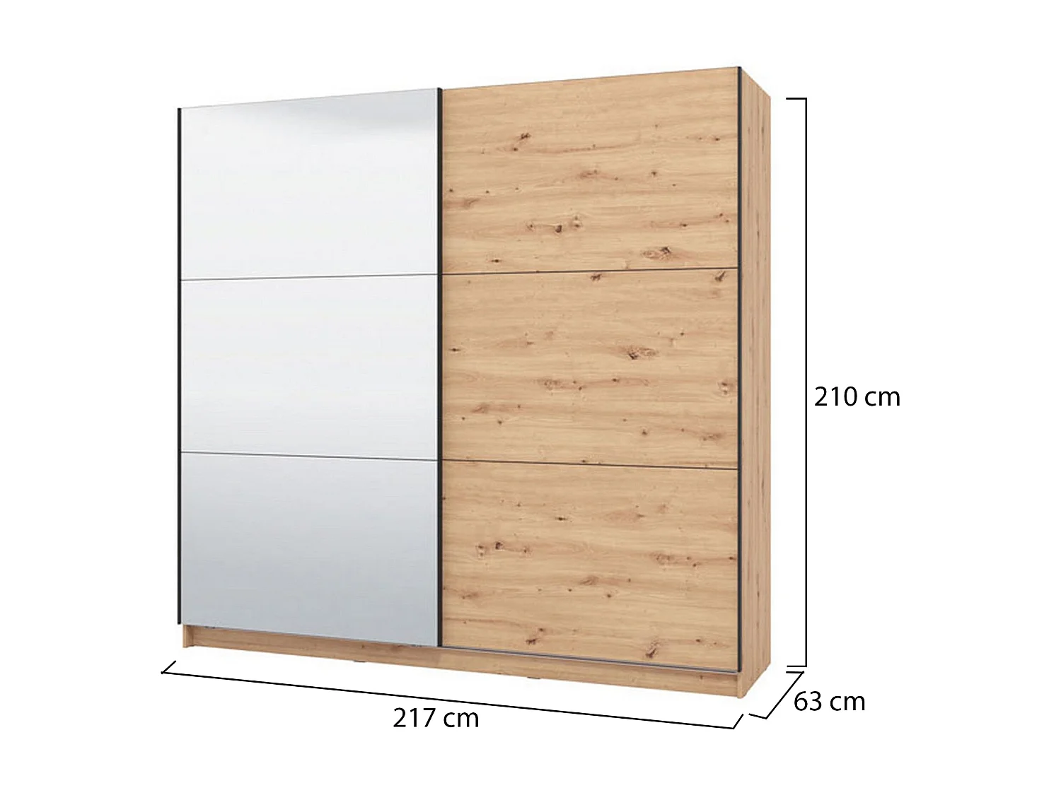 Guardaroba Grande Soncino, Appendiabiti, 217x210h cm Marrone Rovere Nodi, Armadio Camera da Letto, 8 Ripiani, Apertura Scorrevole