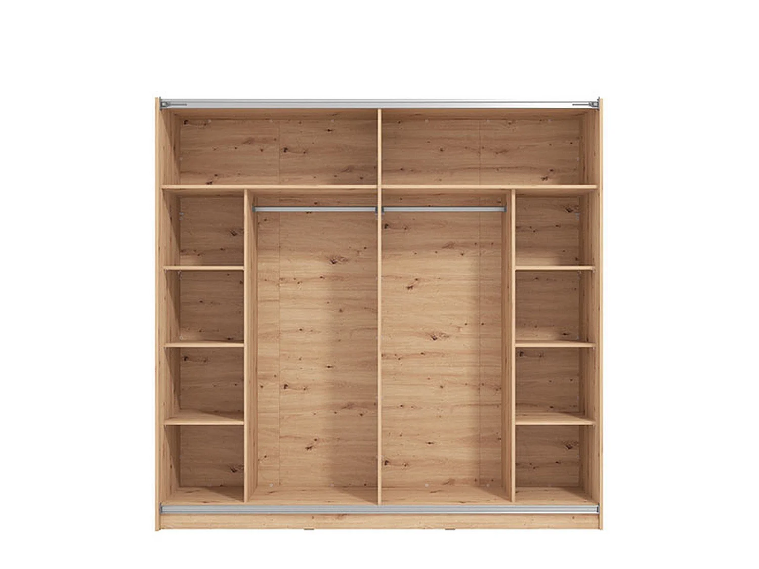 Guardaroba Grande Soncino, Appendiabiti, 217x210h cm Marrone Rovere Nodi, Armadio Camera da Letto, 8 Ripiani, Apertura Scorrevole