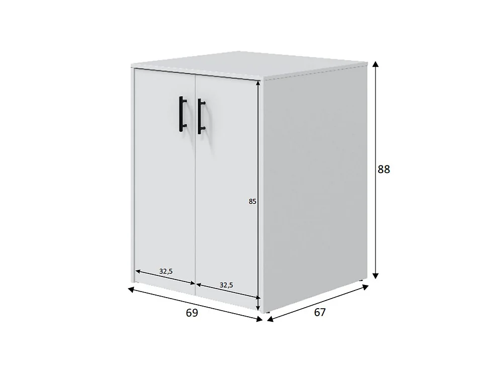 Armoire polyvalente 2 portes Montoro, ouverture battante, 67x88h cm blanc