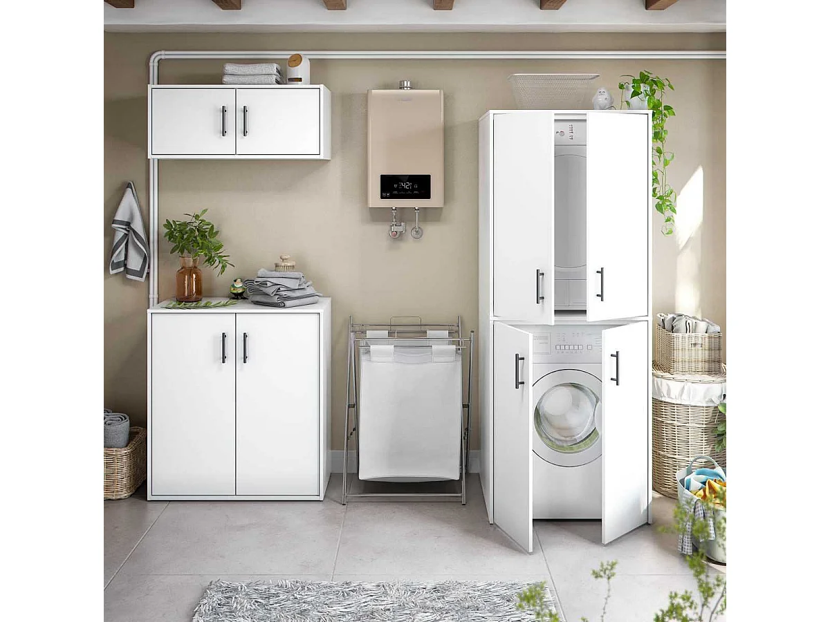 Armoire polyvalente 2 portes Montoro, ouverture battante, 67x88h cm blanc