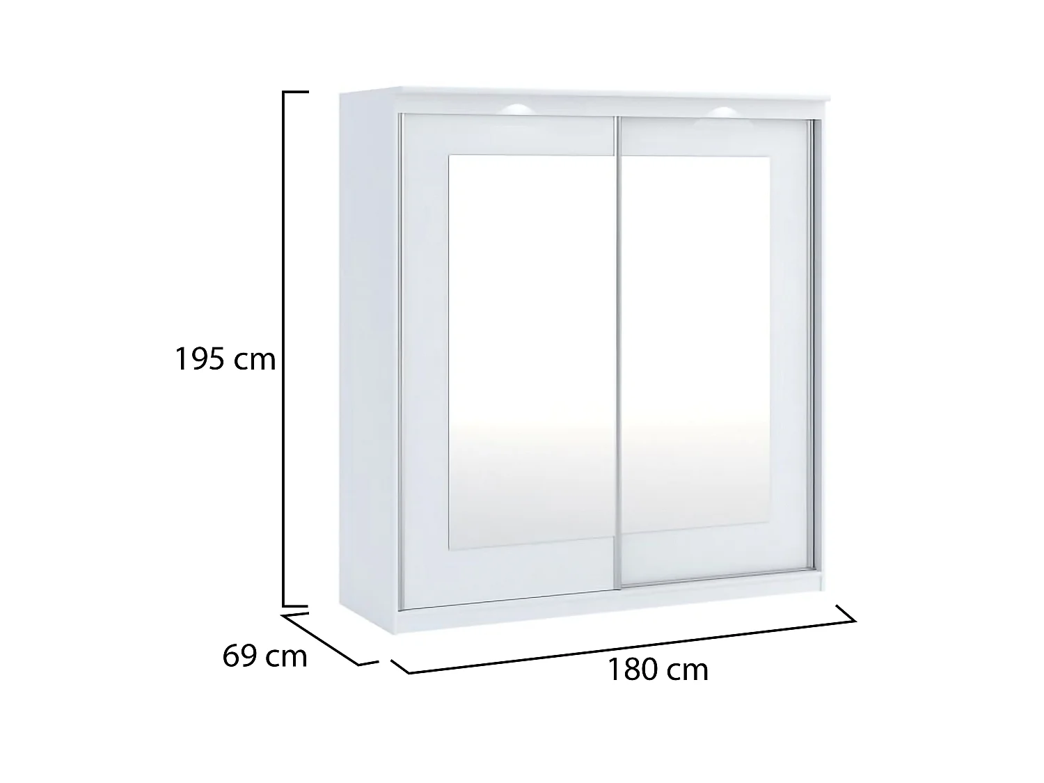 Garde-robe 2 Portes Lesale, 5 Étagères, 180x195h cm Blanc, Armoire Chambre, Porte-Manteaux, 2 Portes