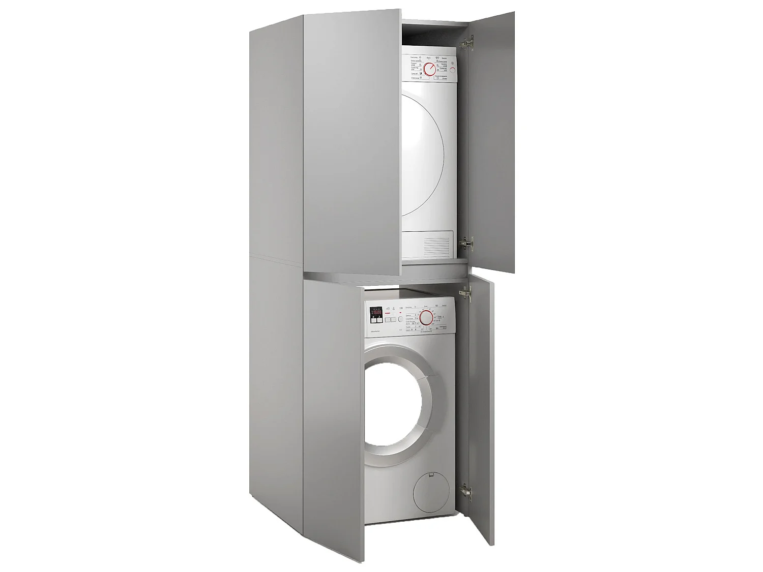 Armadio Multiuso Grande Flagler, un Ripiano Made in Italy, 70x195h cm Grigio, Apertura Battente, Porta Lavatrice e Asciugatrice