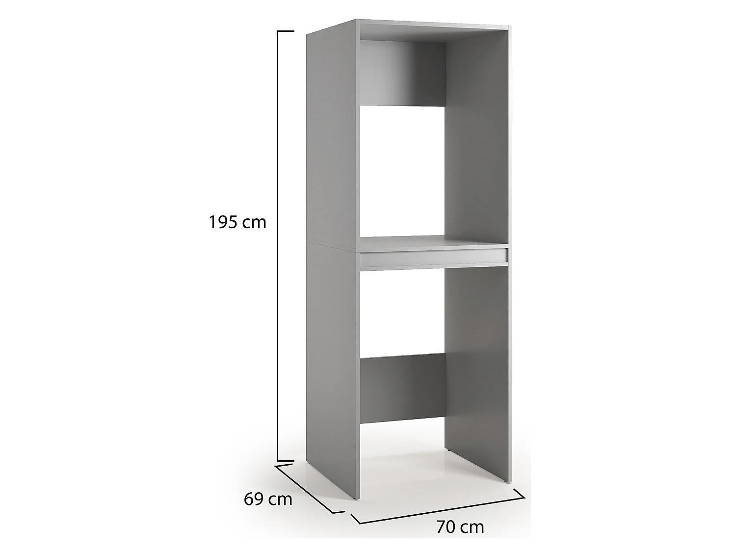 Armadio Multiuso Grande Flagler, un Ripiano Made in Italy, 70x195h cm Grigio, Apertura Battente, Porta Lavatrice e Asciugatrice