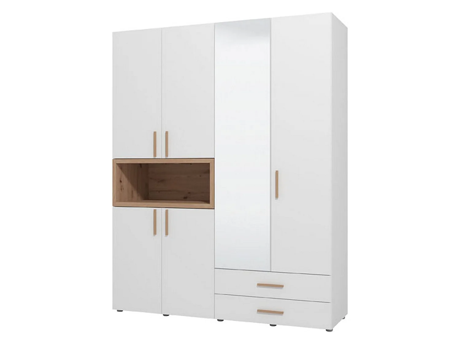Grande armoire Merlino, 4 étagères, 179x227h cm blanche, armoire de chambre, 2 tiroirs, penderie