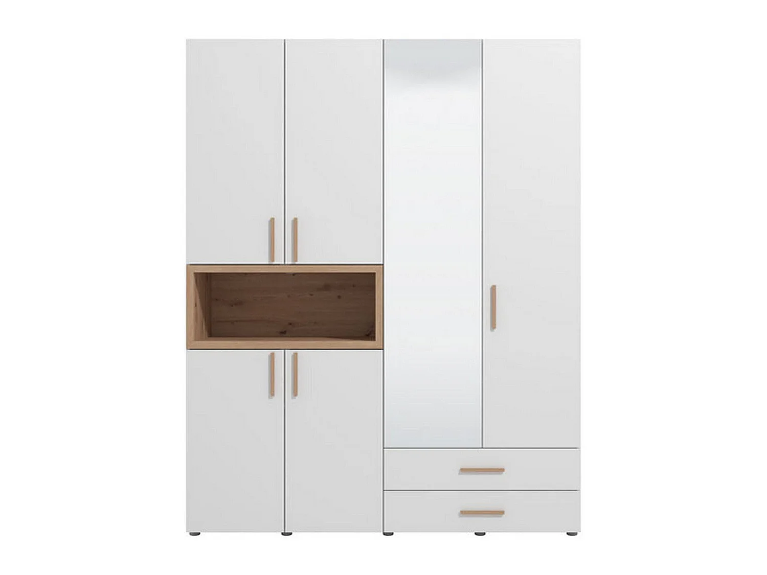 Grande armoire Merlino, 4 étagères, 179x227h cm blanche, armoire de chambre, 2 tiroirs, penderie
