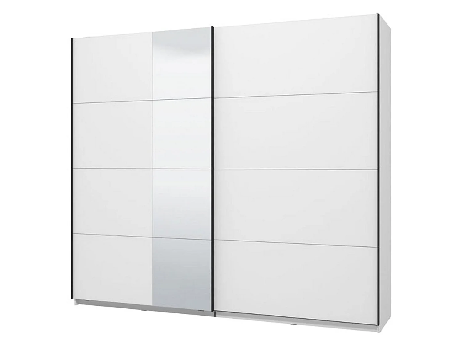 Großer Kleiderschrank Resiutta, 2 Böden, 245x218h cm Mattweiß, Schlafzimmer-Schrank, Kleiderstange, 2 Türen