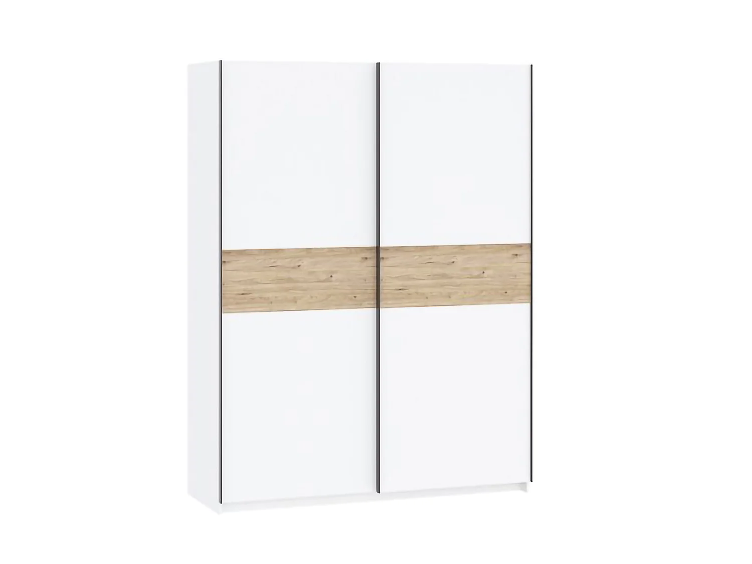Armoire 2 Portes Manita, Porte-Manteaux, 150x204h cm Blanc, Garde-Robe Chambre, 2 Étagères, 2 Portes