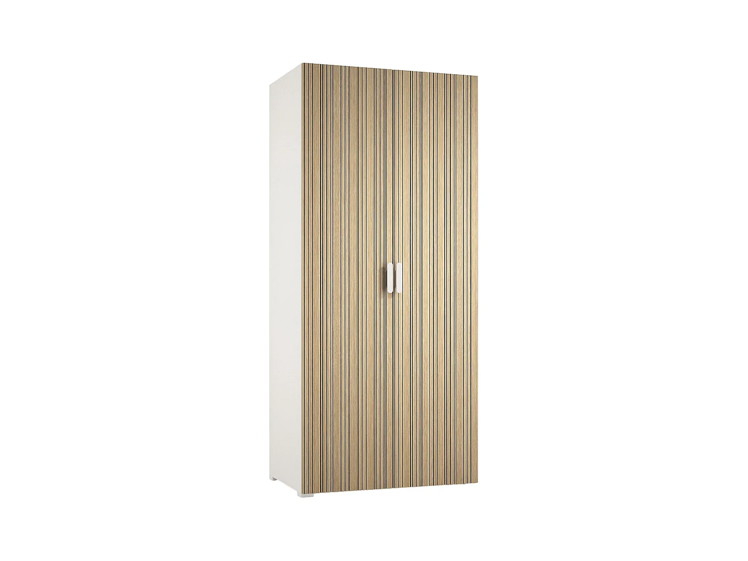 Armoire 2 Portes Nigella, Porte-manteau Fabriqué en Italie, 52.00x180.00h cm Blanc Chêne Strié, Chambre à Coucher