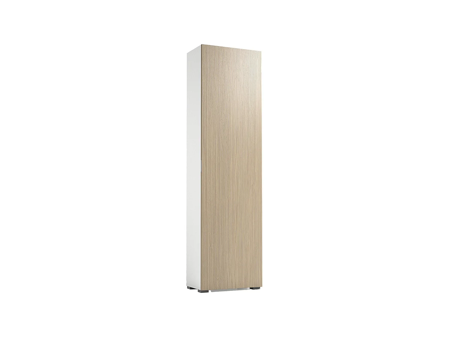 Armoire Polyvalente 1 Porte Tropaeolum, 7 Étagères Made in Italy, 30x182h cm Blanc Strié