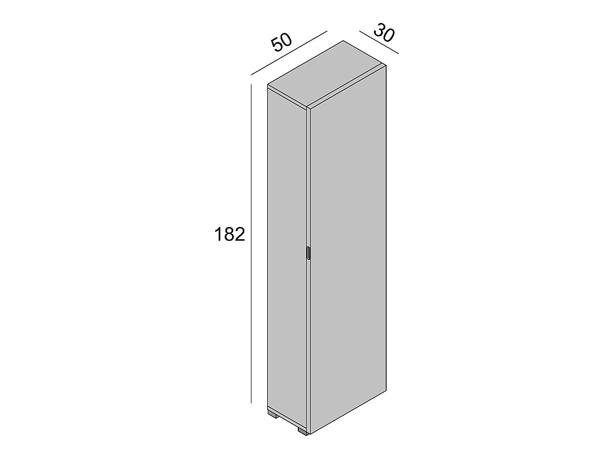 Armoire Polyvalente 1 Porte Tropaeolum, 7 Étagères Made in Italy, 30x182h cm Blanc Strié
