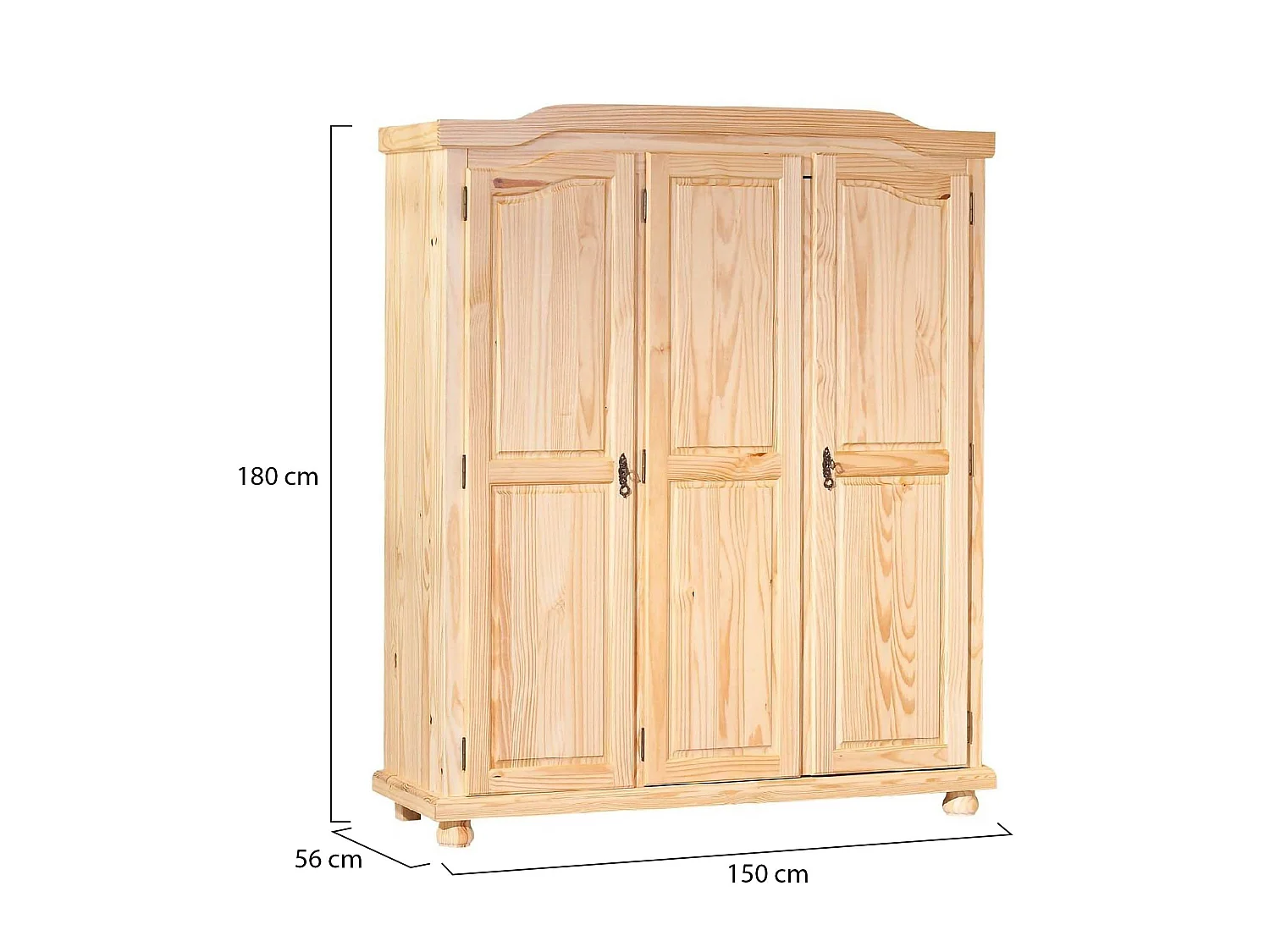 Kledingkast Calosso met 3 deuren, kapstok, 150x56 cm bruin eiken, slaapkamerkast, 4 legplanken, 3 deuren