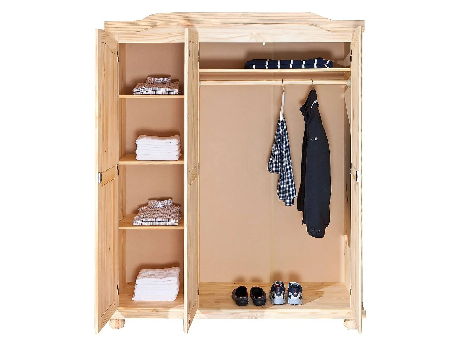 Kledingkast Calosso met 3 deuren, kapstok, 150x56 cm bruin eiken, slaapkamerkast, 4 legplanken, 3 deuren